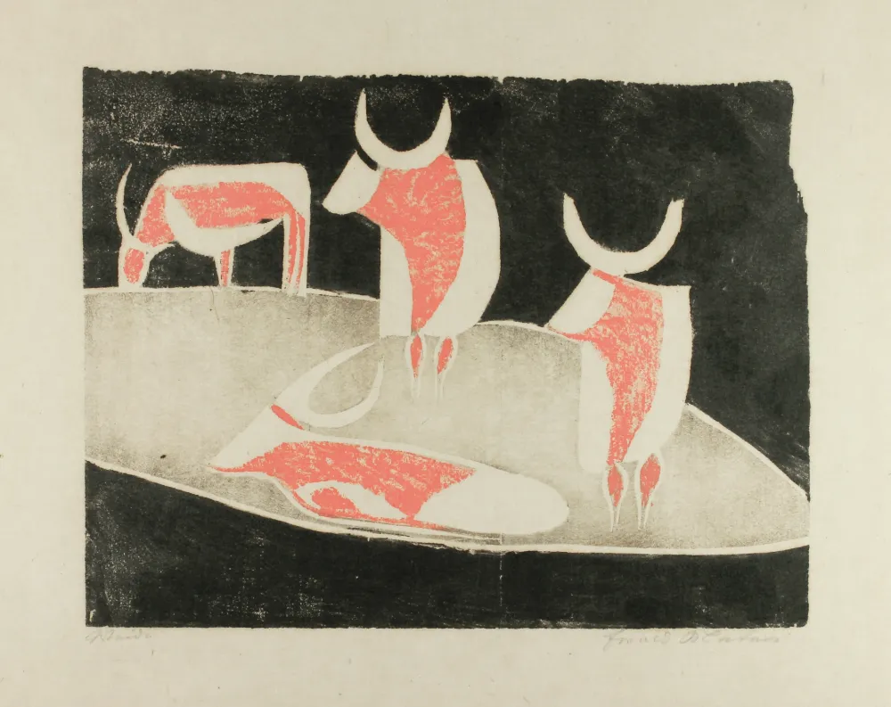 Incisione Su Legno Mataré - Weide (Meadow)