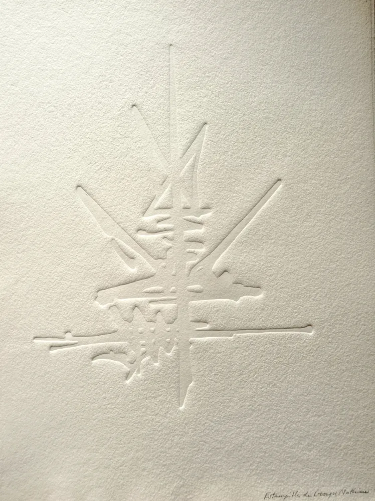 Non Tecnico Mathieu - Georges Mathieu (1921-2012) - Composition abstraite2, Estampille signee a la main 