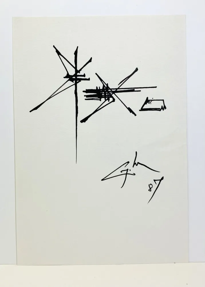 Non Tecnico Mathieu - Georges Mathieu (1921-2012). Dessin à l'encre. 1987. 