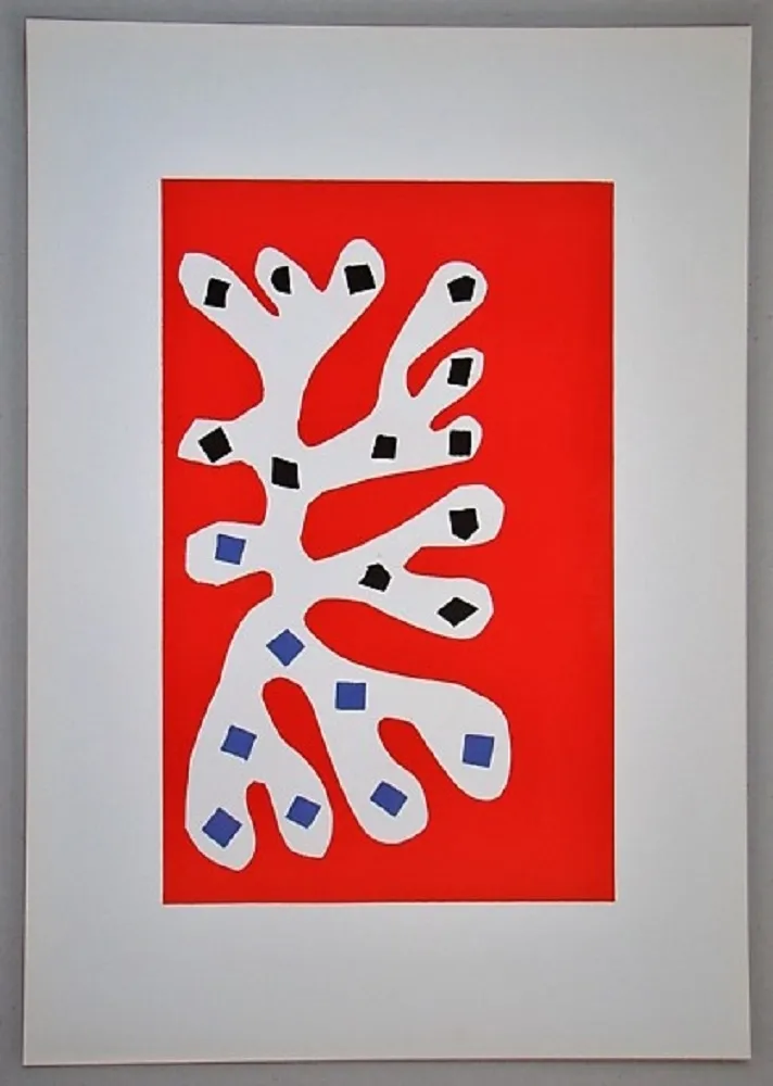 Litografia Matisse - Algue sur fond rouge 