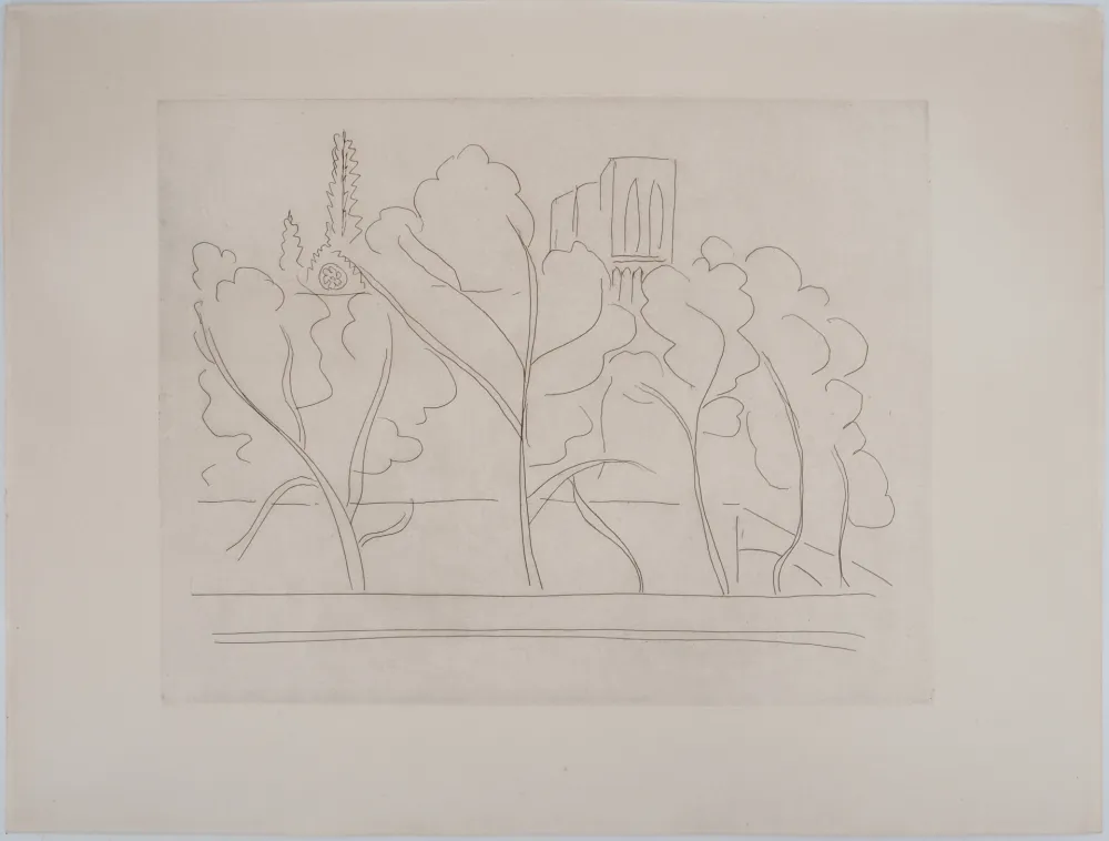 Incisione Matisse - Notre Dame à travers les arbres