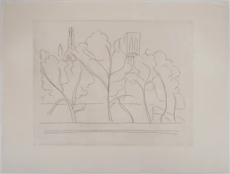 Incisione Matisse - Notre Dame à travers les arbres