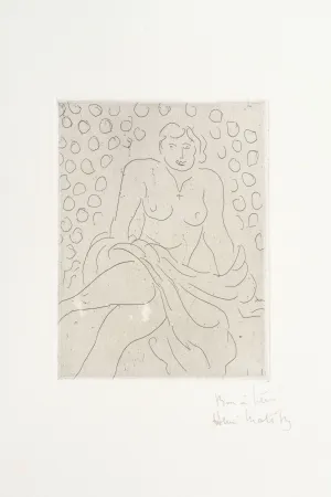Incisione Matisse - Nu drapé sur fond composé de cercles