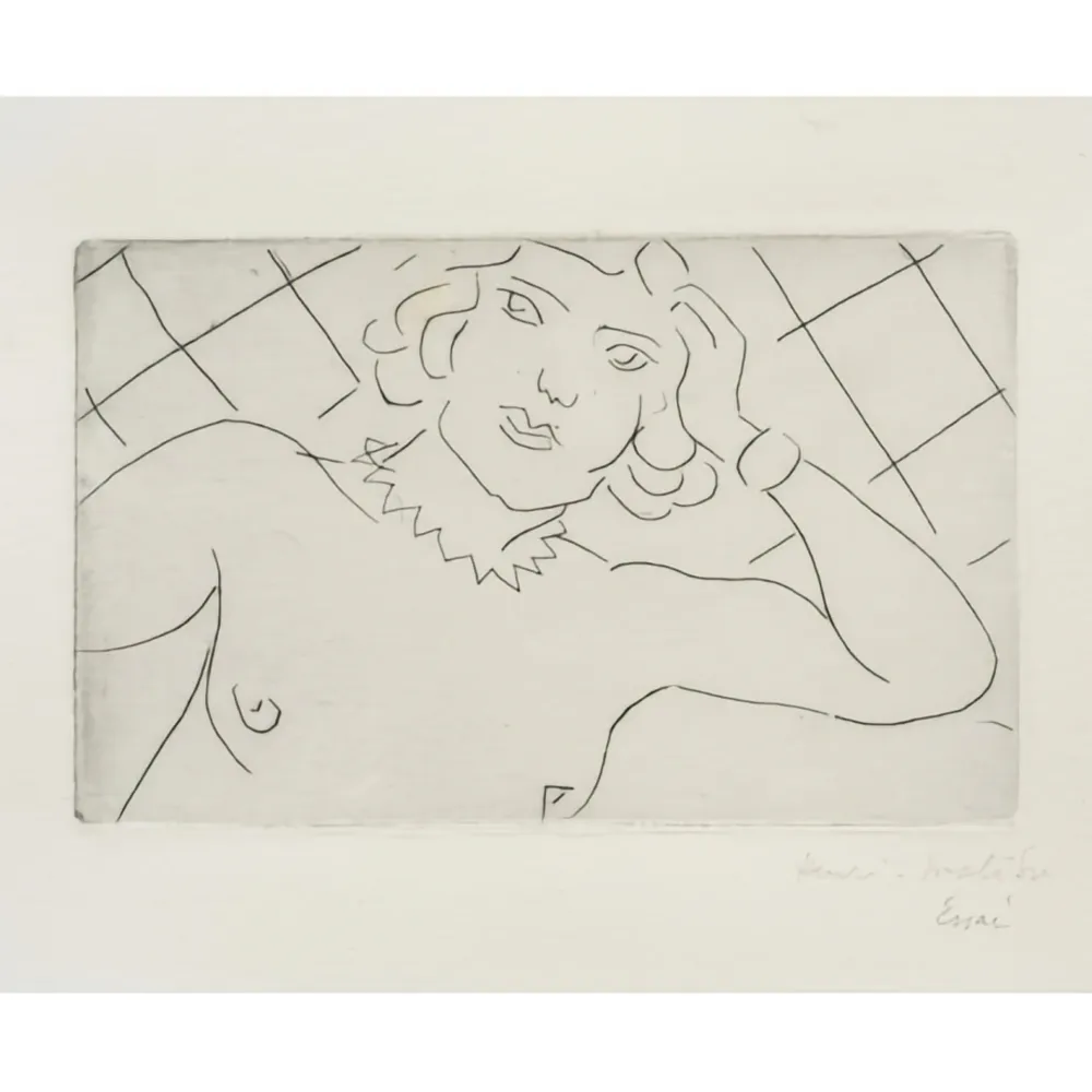 Incisione Matisse - Torse, fond à losanges 