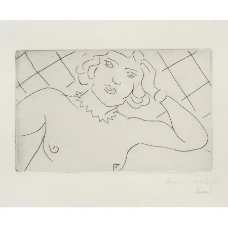 Incisione Matisse - Torse, fond à losanges 
