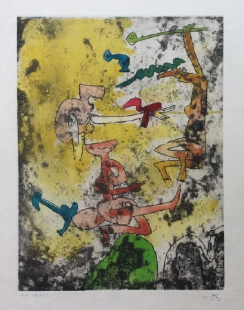 Acquaforte E Acquatinta Matta - Centre noeuds (Planche 9)