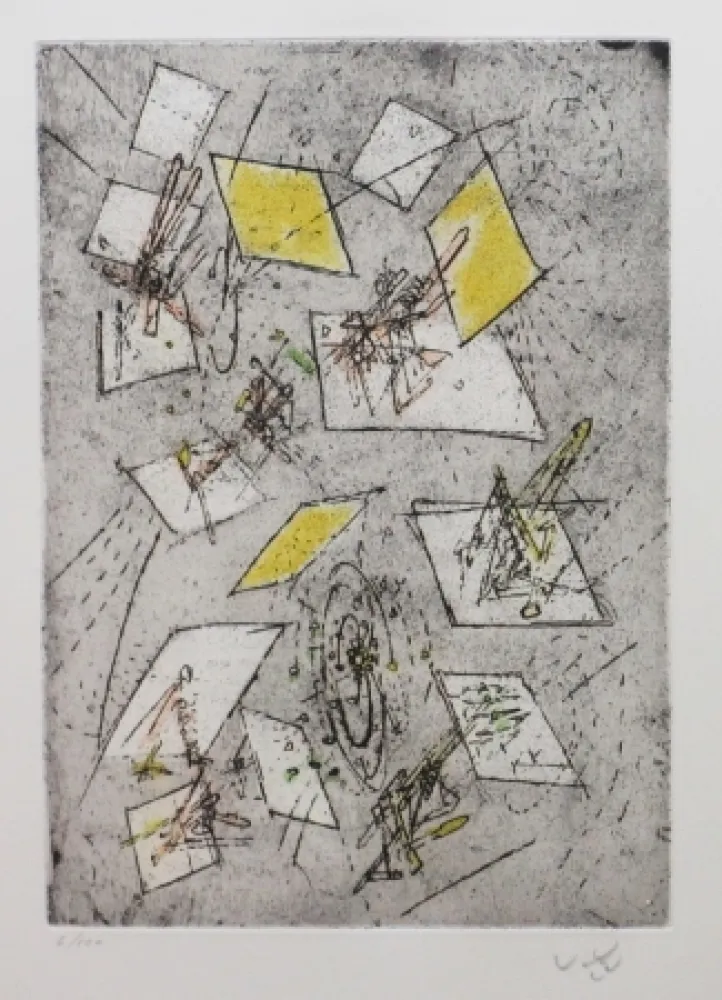 Acquaforte E Acquatinta Matta - Droites libérées (planche 10)