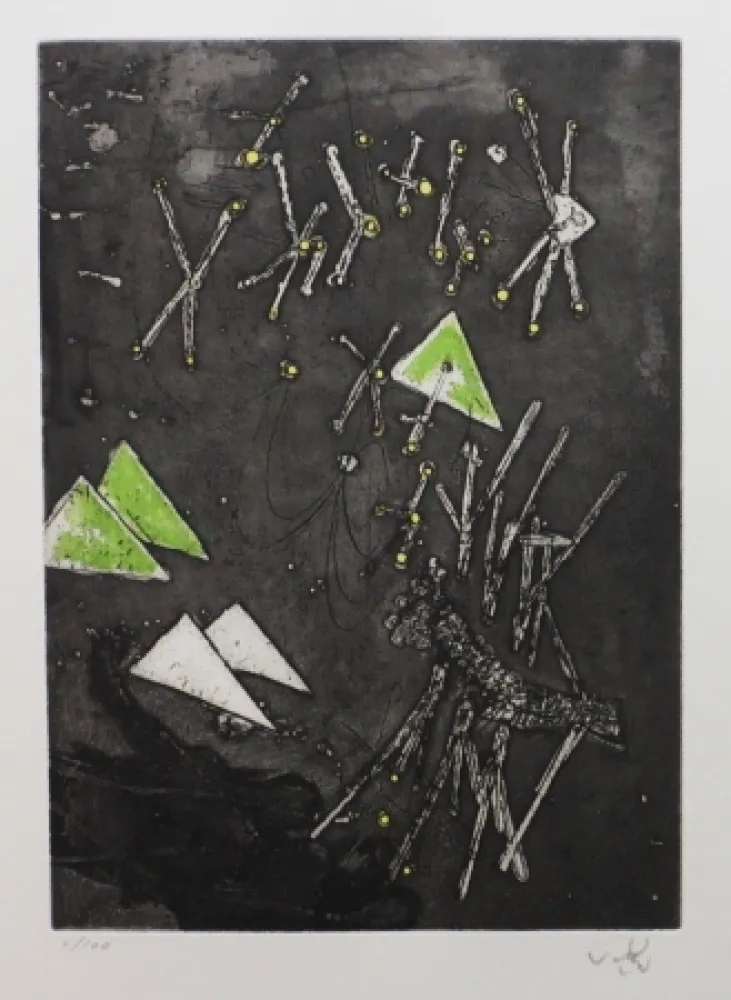 Acquaforte E Acquatinta Matta - Droites libérées (planche 11)