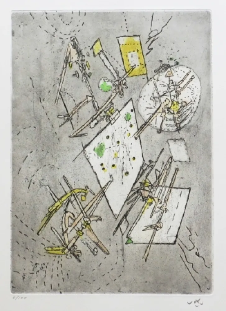 Acquaforte E Acquatinta Matta - Droites libérées (Planche 13)