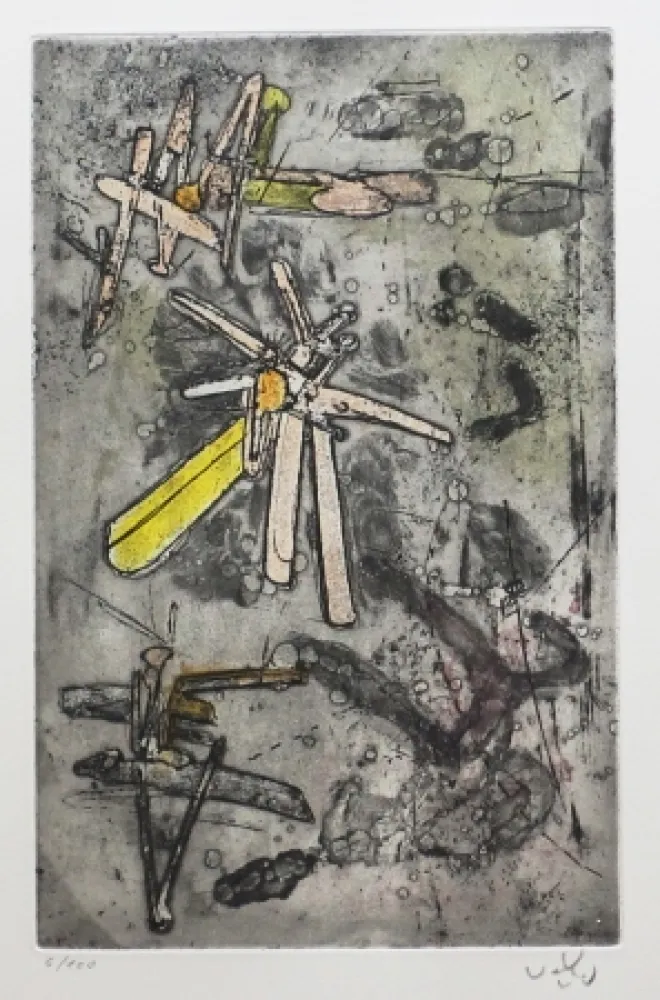 Acquaforte E Acquatinta Matta - Droites libérées (Planche 14)