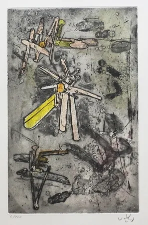 Acquaforte E Acquatinta Matta - Droites libérées (Planche 14)