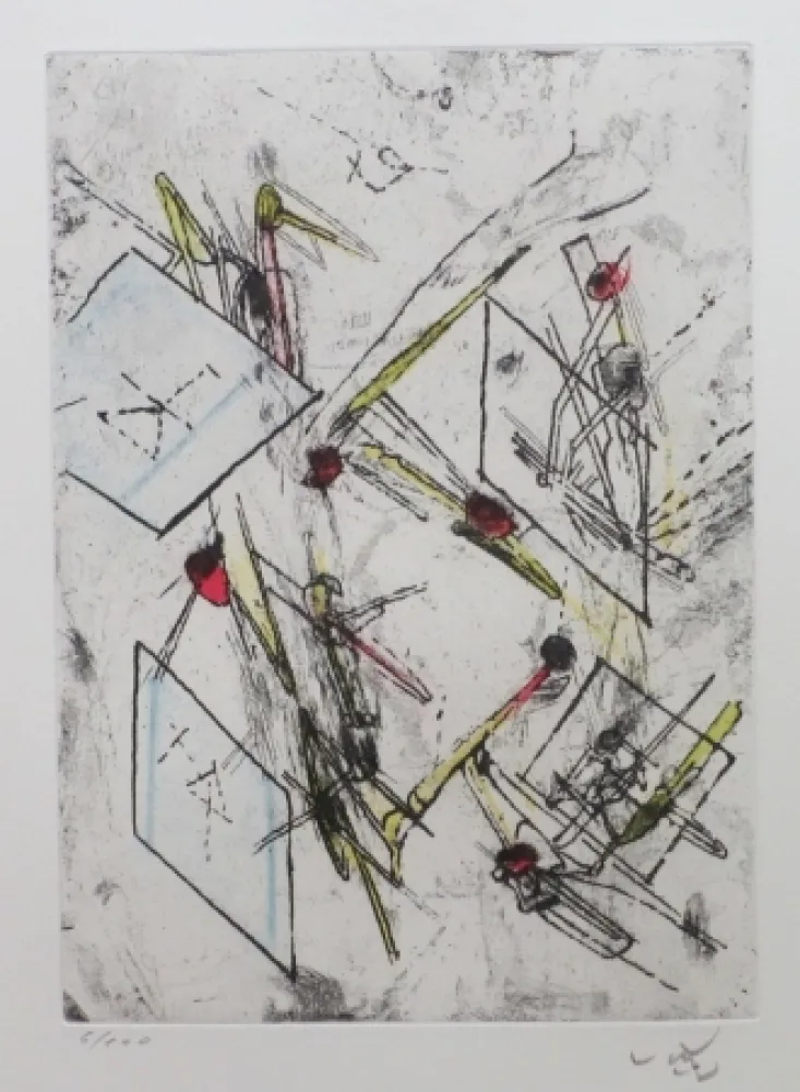 Acquaforte E Acquatinta Matta - Droites libérées (planche 6)