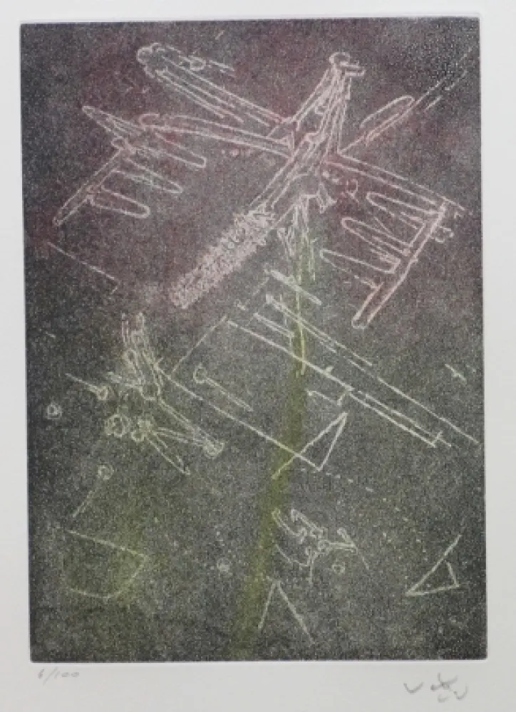 Acquaforte E Acquatinta Matta - Droites libérées (planche 8)