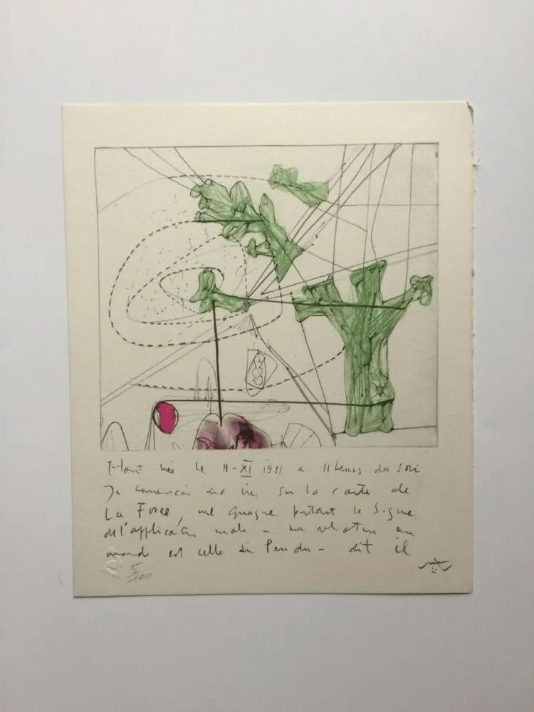 Litografia Matta - La carte de la force (from Morfolgie Verbali)