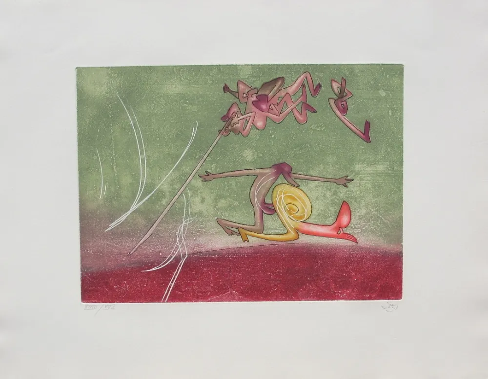 Acquaforte E Acquatinta Matta - Le sot à la perche