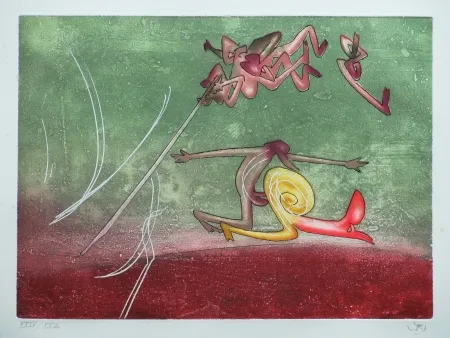 Acquaforte E Acquatinta Matta - Le sot à la perche