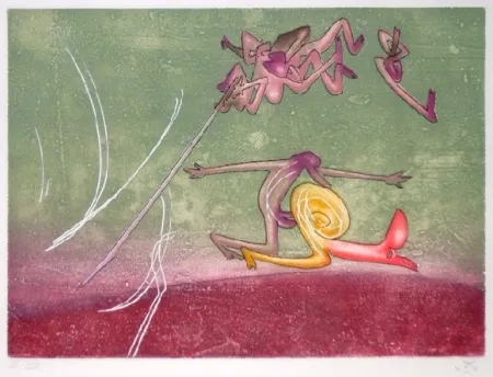 Acquaforte E Acquatinta Matta - Le sot à la perche