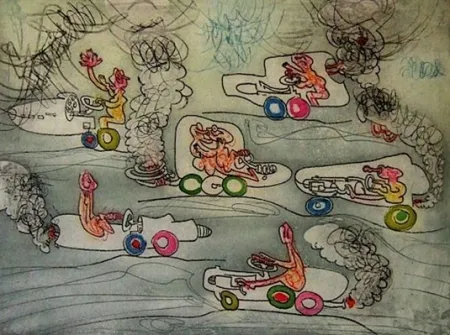 Acquaforte E Acquatinta Matta - Les oh Tomobiles, suite complète