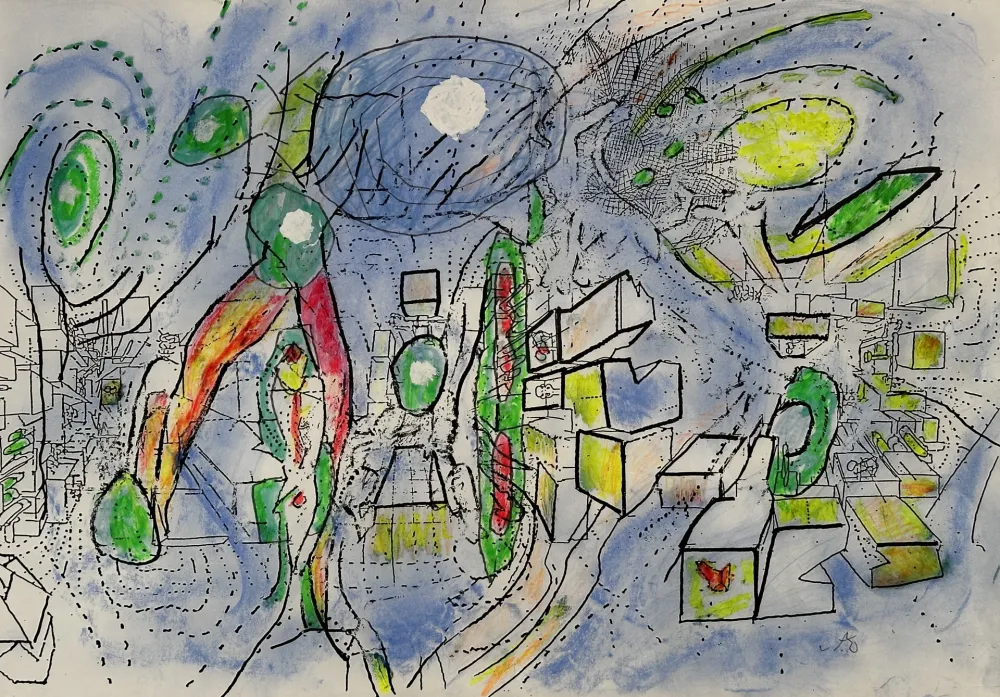 Non Tecnico Matta - Sans Titre Drawing on Print