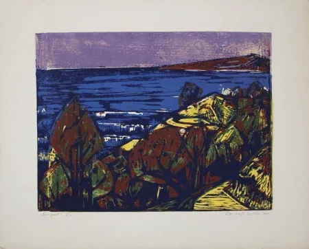Linoincisione Mazsaroff - Aranypart (Golden Shore) (Lake Balaton)