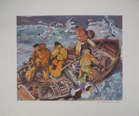 Rotocalcografia Méheut - Bretagne : La relève des casiers dans la tempête