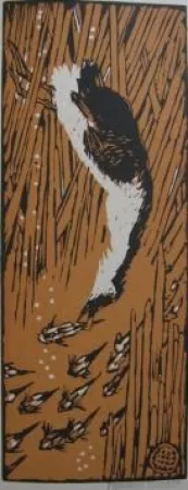 Incisione Su Legno Méheut - Gode chassant