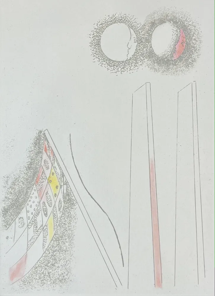 Acquaforte E Acquatinta Melotti - FM 13. bandiera, lune e parallelepipedi