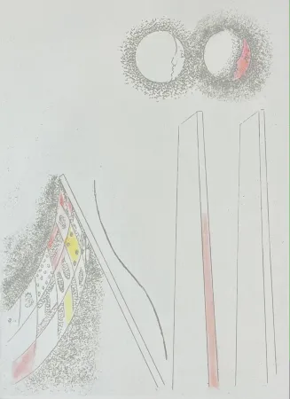 Acquaforte E Acquatinta Melotti - FM 13. bandiera, lune e parallelepipedi