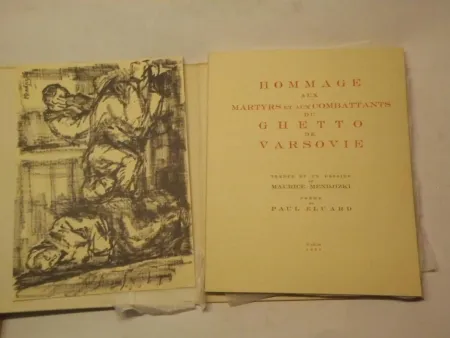 Libro Illustrato Mendjizki -  Hommage aux martyrs et aux combattants du Ghetto de Varsovie. Trente et un dessins de Maurice Mendjizki. Poème de Paul Eluard.