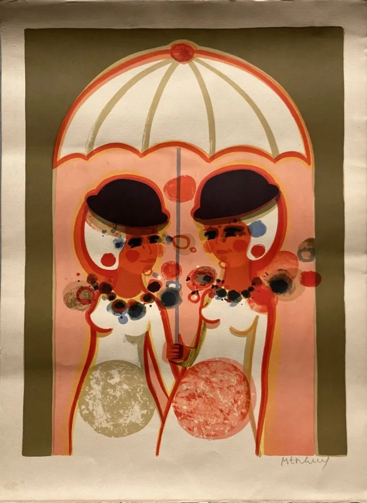Litografia Menguy - Le parapluie
