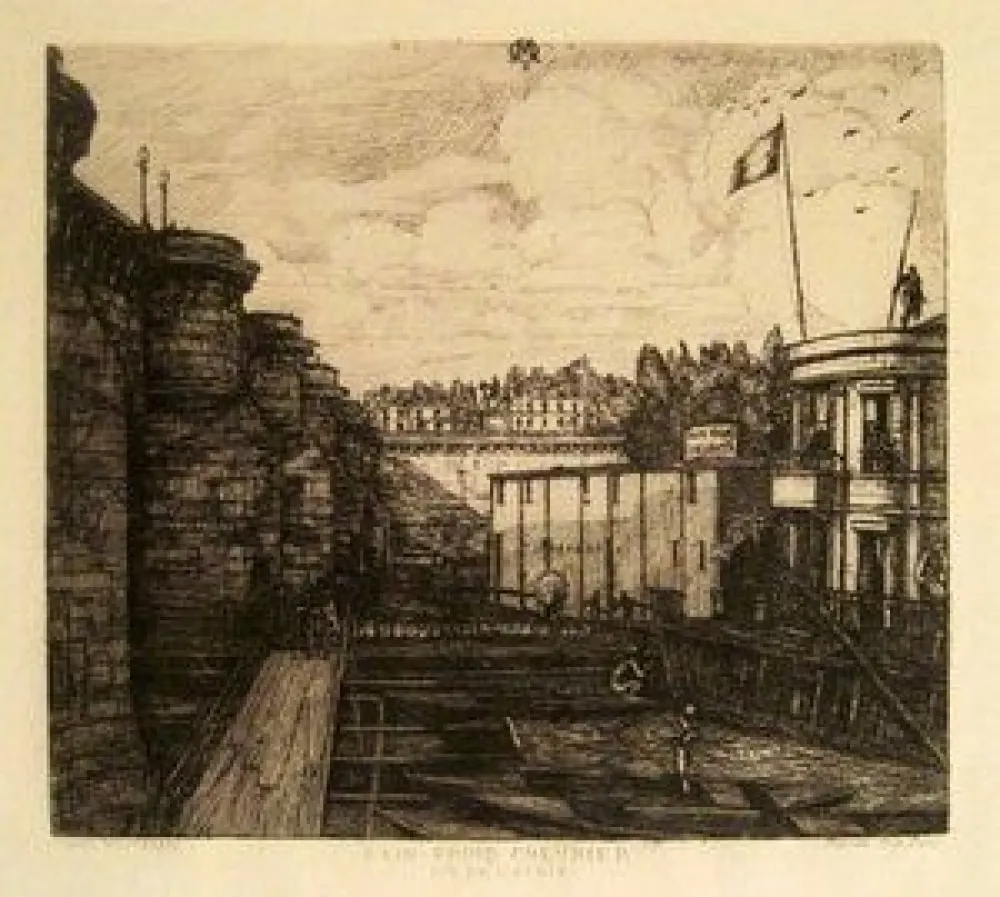 Incisione Meryon - Bain-Froid Chevrier