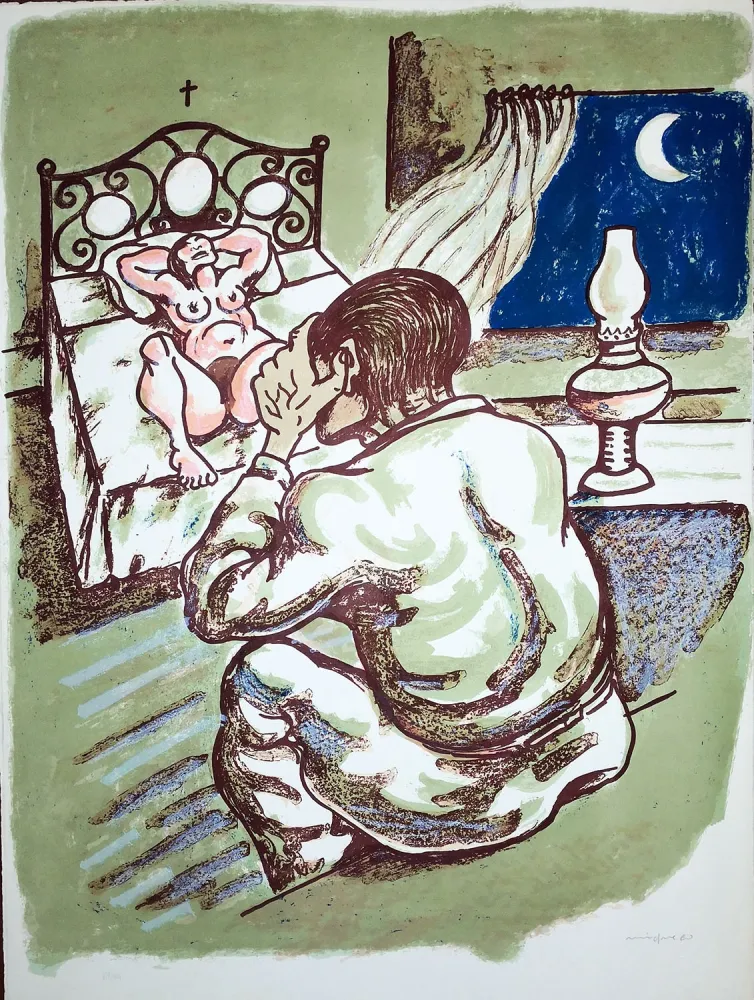 Litografia Migneco - La notte