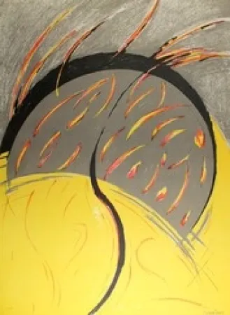Litografia Miralles - Llamas / Flames