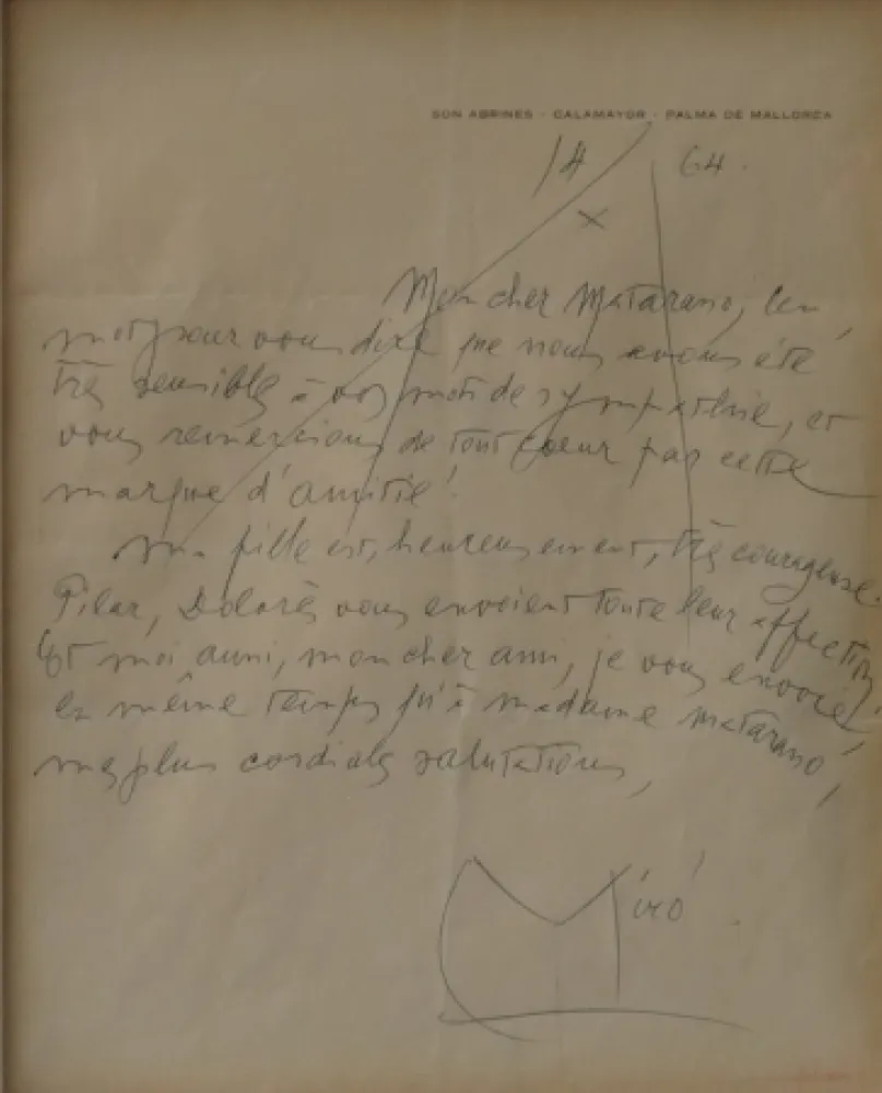 Non Tecnico Miró - Autographed letter