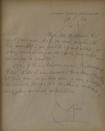 Non Tecnico Miró - Autographed letter