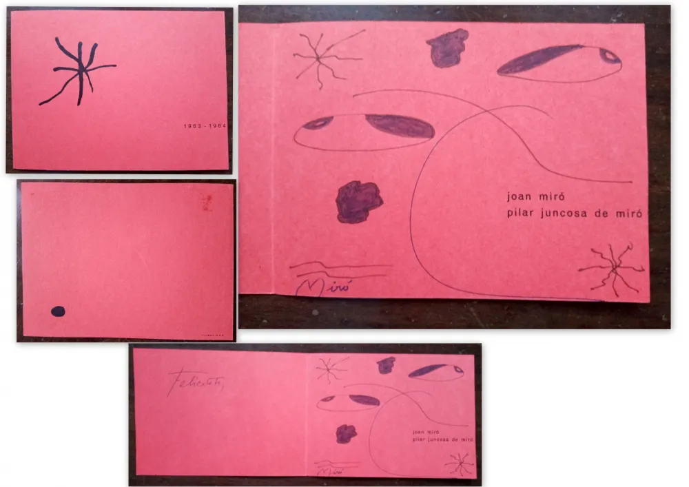 Non Tecnico Miró - Christmas greetings with drawing and signature of Joan Miró