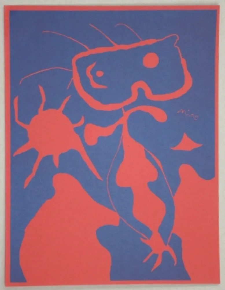 Linoincisione Miró - Composition pour XXe Siècle