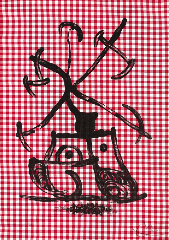 Litografia Miró - Dame aux damiers (La)