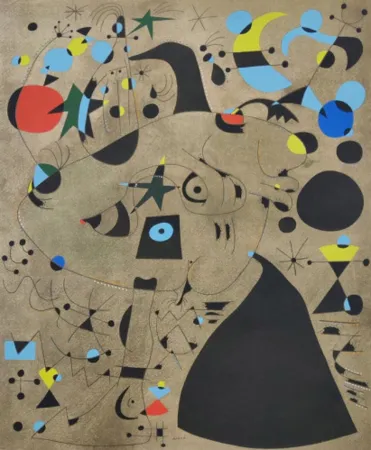 Litografia Miró - Femme dans la nuit, Plate IX