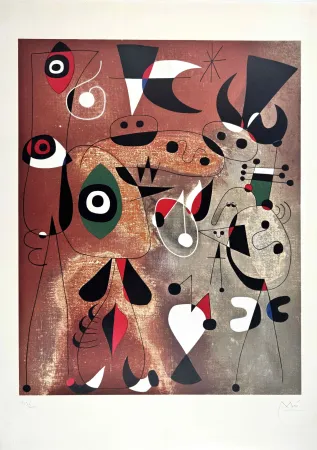 Litografia Miró - Femmes, Oiseaux, Etoiles 