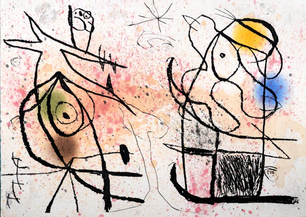 Acquaforte E Acquatinta Miró - Le Courtisan grotesque XI, 1974