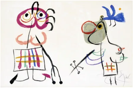 Litografia Miró - L'ENFANCE D'UBU. Lithographie en couleurs signée (1975).