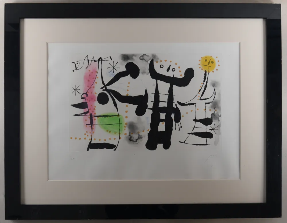 Incisione Miró - Les Philosophes II, 1958 - Hand-signed (Framed)