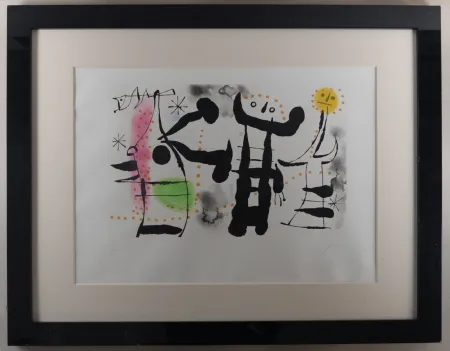 Incisione Miró - Les Philosophes II, 1958 - Hand-signed (Framed)