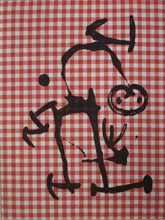 Litografia Miró - L'Illettré aux Carreaux Rouges