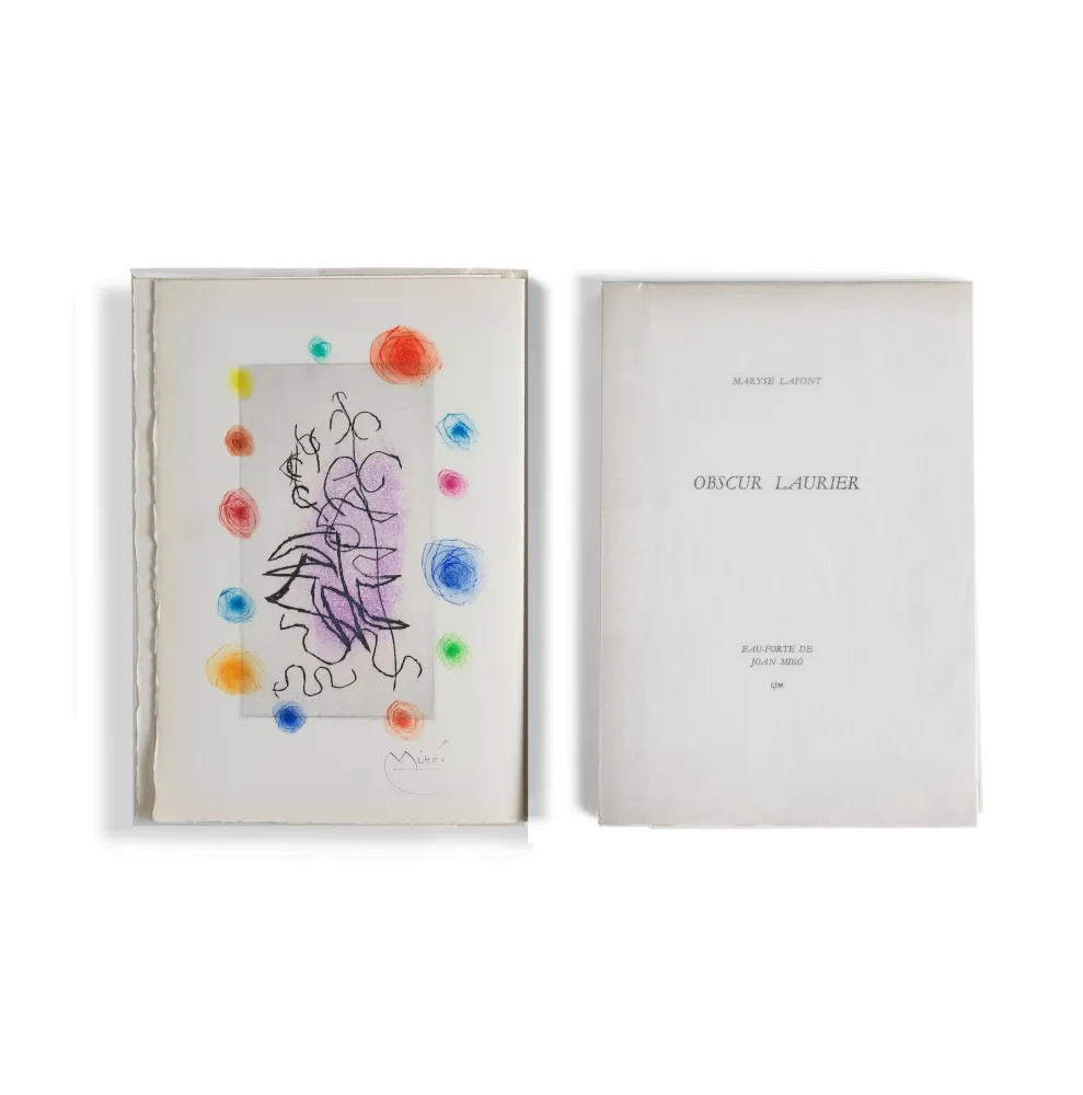 Libro Illustrato Miró - Maryse Lafont. OBSCUR LAURIER. 1 eau-forte signée de Joan Miró (GLM 1962)