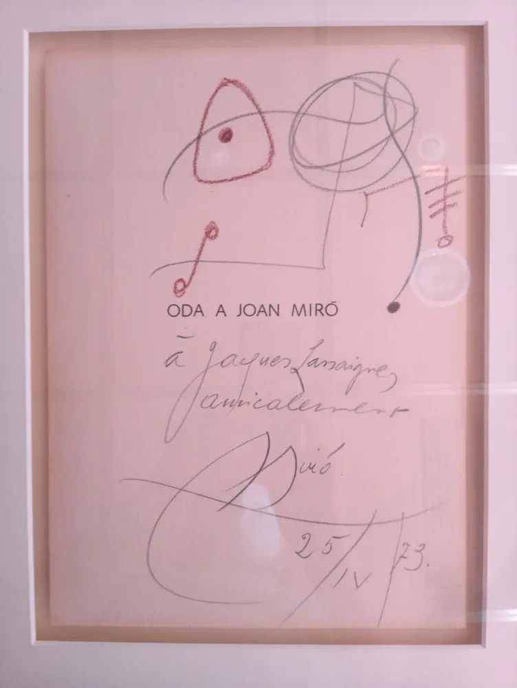 Non Tecnico Miró - Original drawing dedicated to Jacques Lassaigne (with COA)