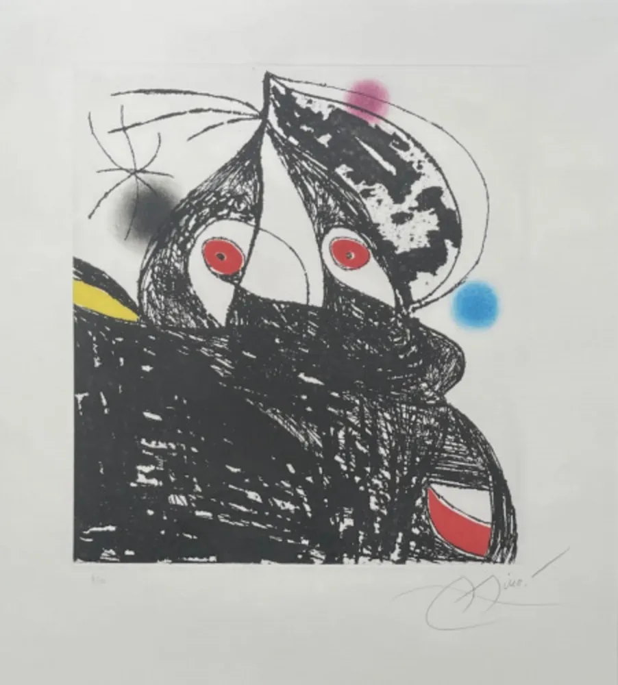 Acquaforte E Acquatinta Miró - Personnage Romantique