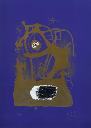 Litografia Miró - Tempête indigo (La) 