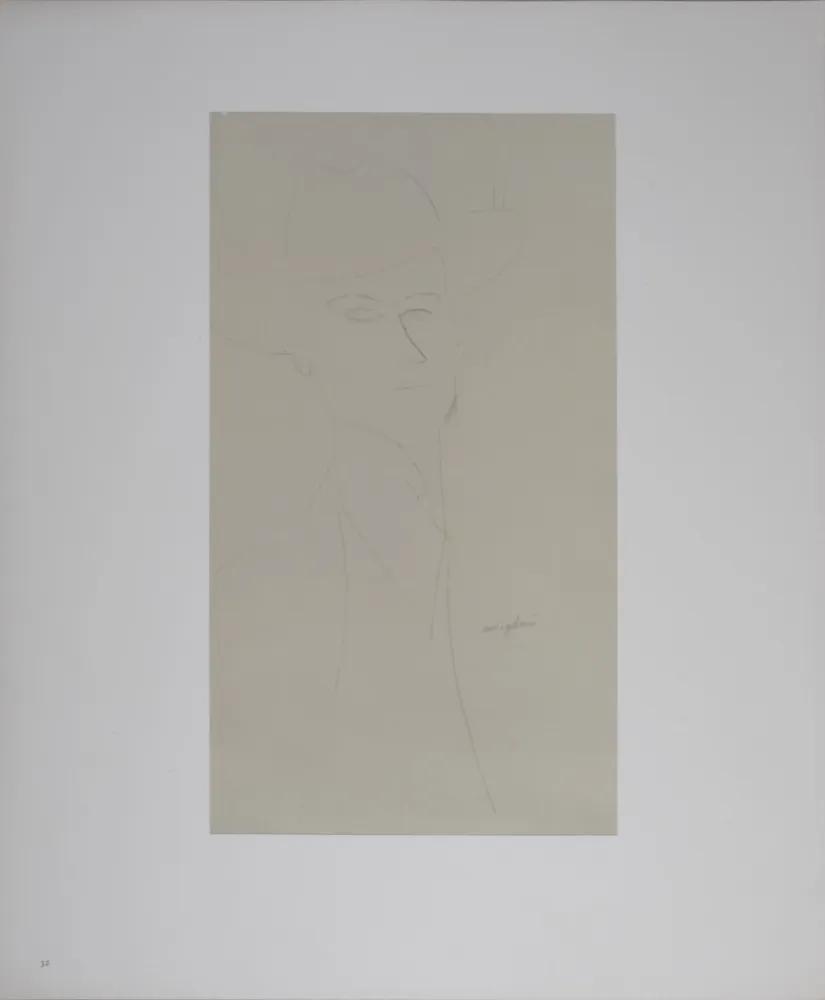 Litografia Modigliani - Portrait of Man